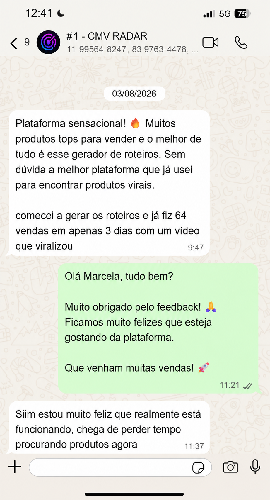 Feedback de usuário do CMV Radar sobre gerador de roteiros